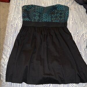 ecoté - Black and Teal Strapless Dress